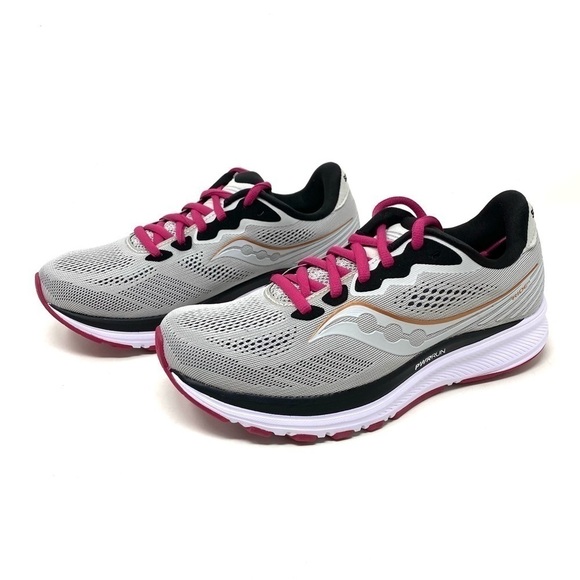 Saucony Ride 14 Women's Running Shoes Fog, Cherry - Picture 2 of 8